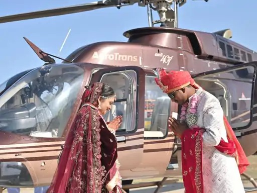 Wedding in a helicopter