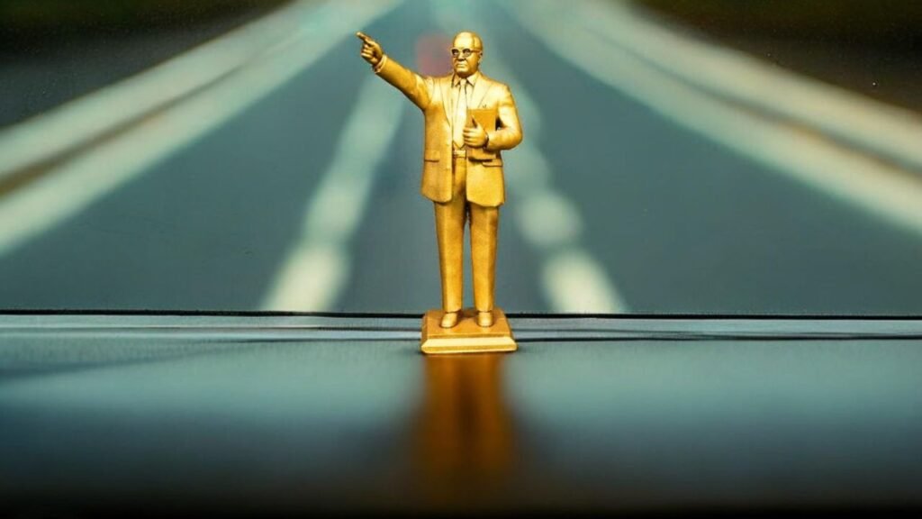 Ambedkars statue in car
