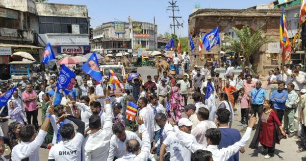 rally was taken out in Rajnagar Patan