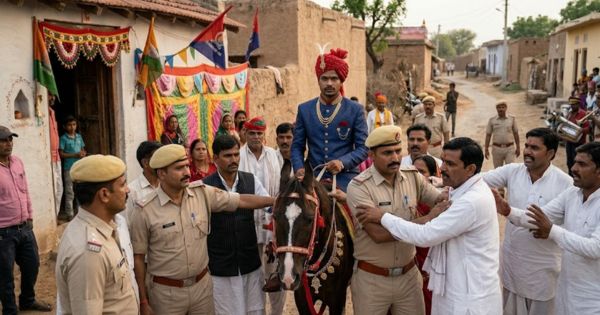Dalit groom wedding procession stopped - AI Image