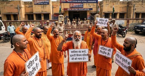 Brahmins surround police station in support of priest who tried to rape Dalit girl - AI Image