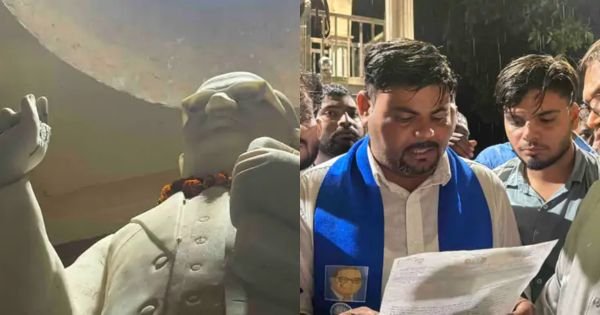 Dr Ambedkars statue destroyed